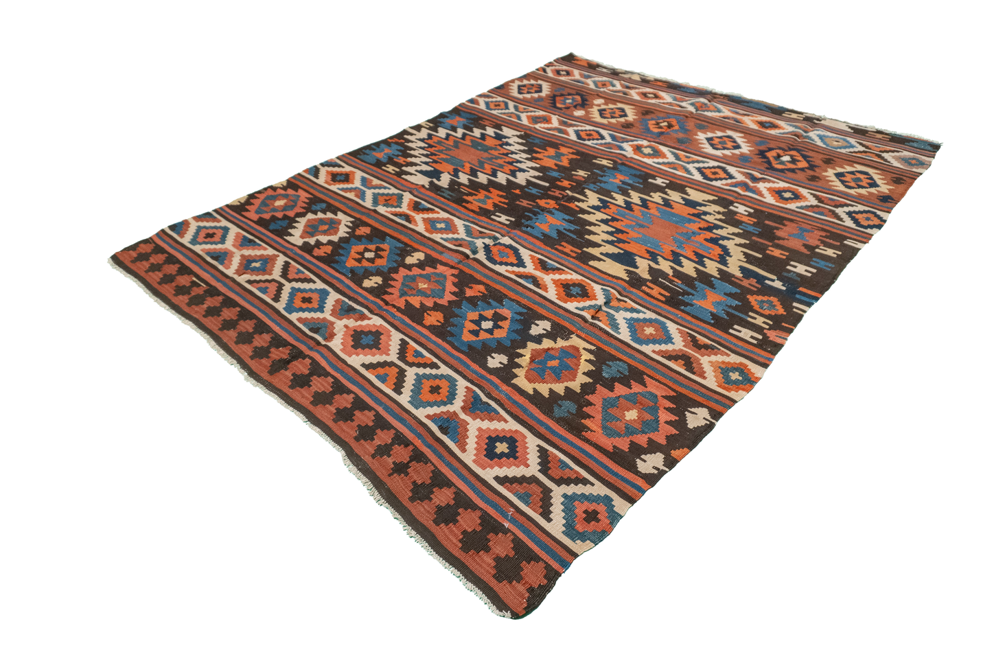 W 5.5 - L 7.5 - Kilim Wool All Over Rectangle - Finest Hand-Made Quality Wool - 7479