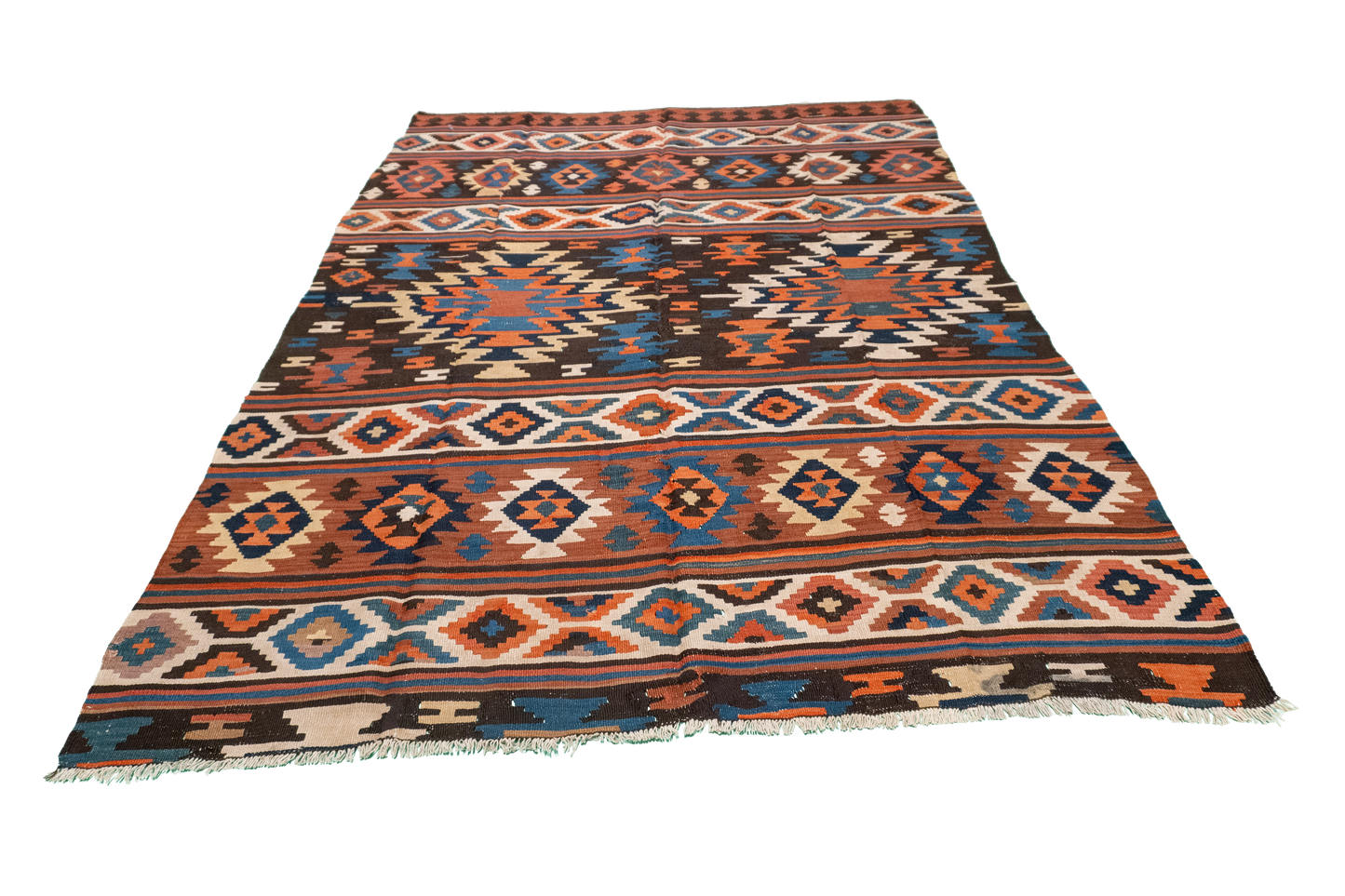 W 5.5 - L 7.5 - Kilim Wool All Over Rectangle - Finest Hand-Made Quality Wool - 7479