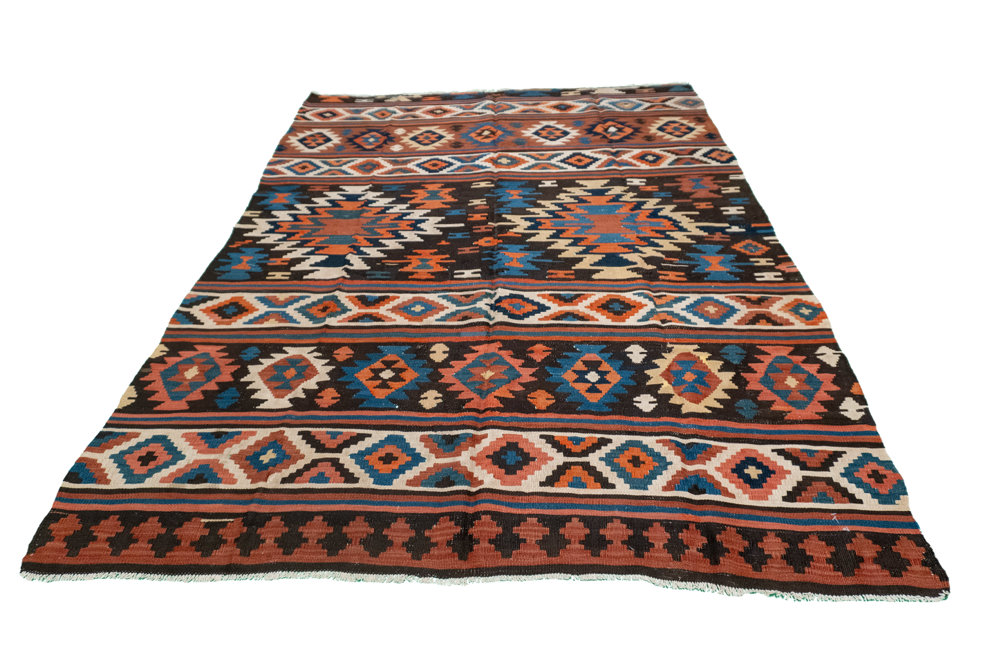 W 5.5 - L 7.5 - Kilim Wool All Over Rectangle - Finest Hand-Made Quality Wool - 7479
