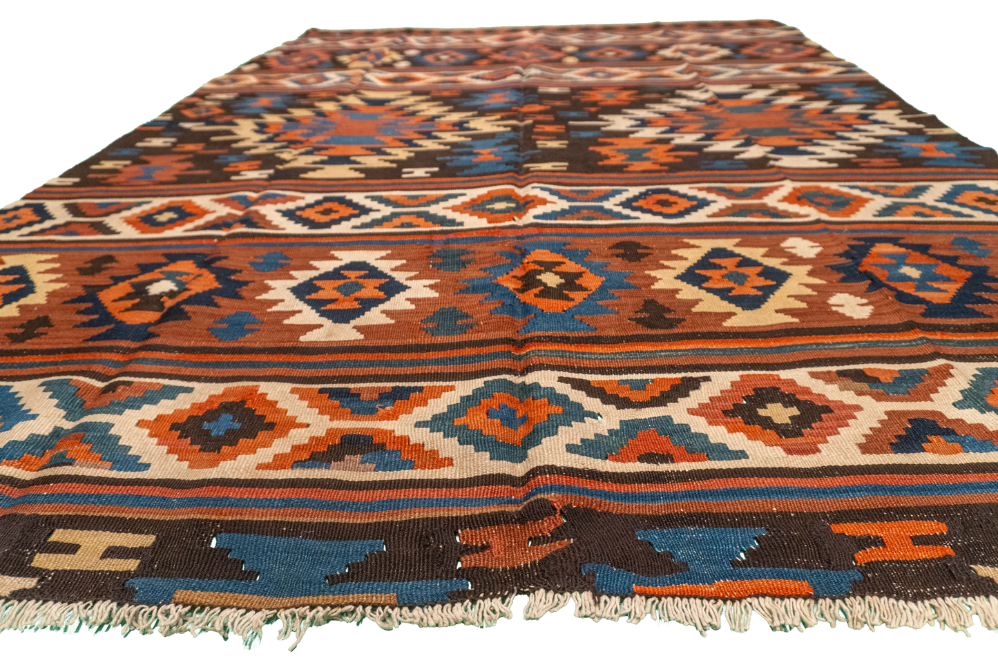 W 5.5 - L 7.5 - Kilim Wool All Over Rectangle - Finest Hand-Made Quality Wool - 7479