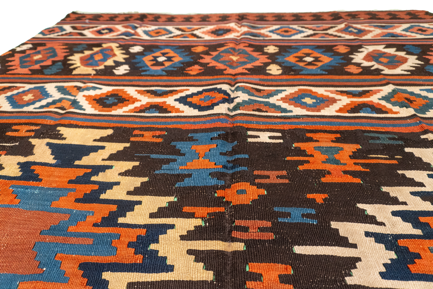 W 5.5 - L 7.5 - Kilim Wool All Over Rectangle - Finest Hand-Made Quality Wool - 7479