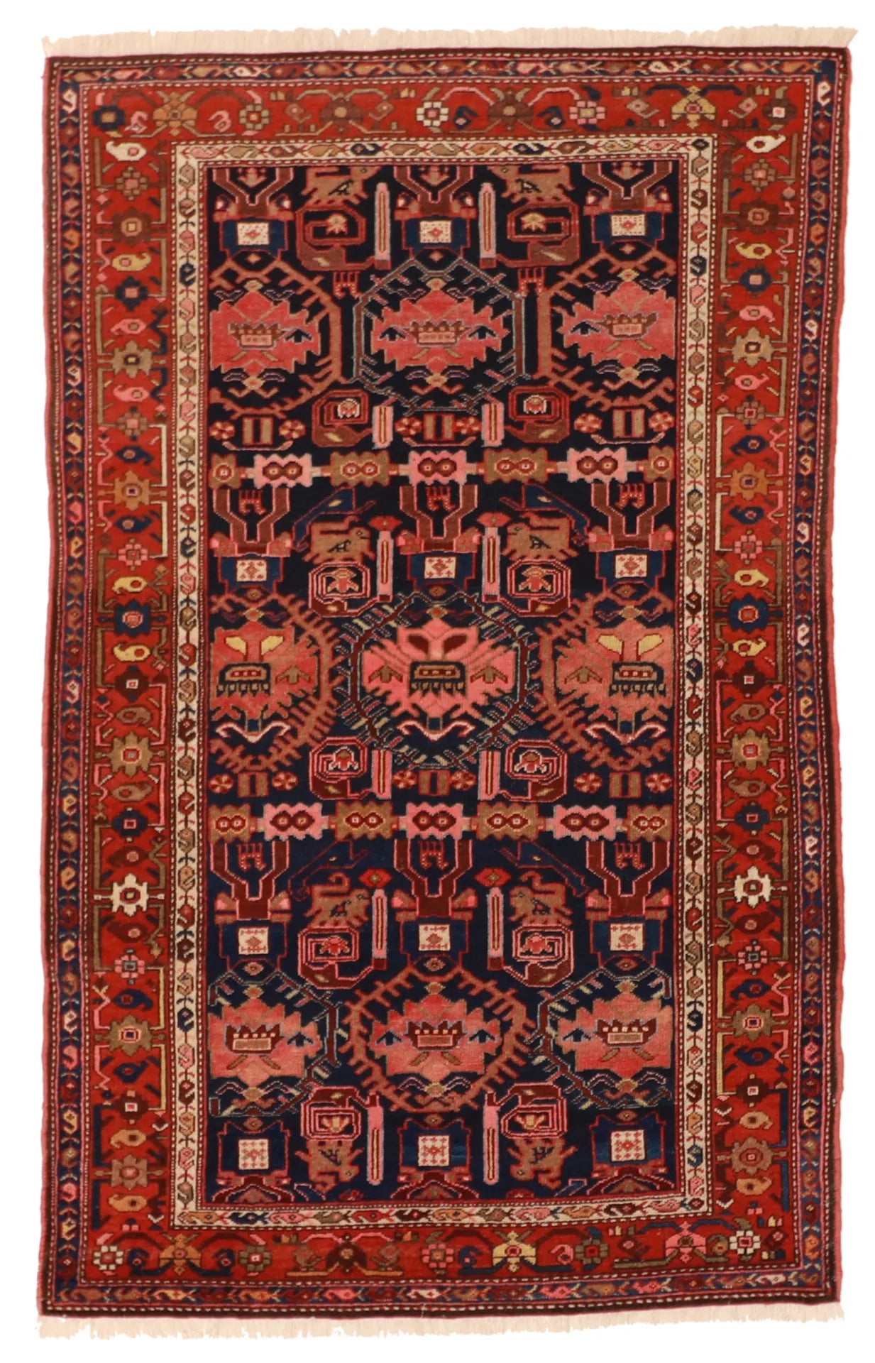 W 4.2 L 6.8 Nanaj Antique 100% Wool Hand-Woven All-Over Design - 7668