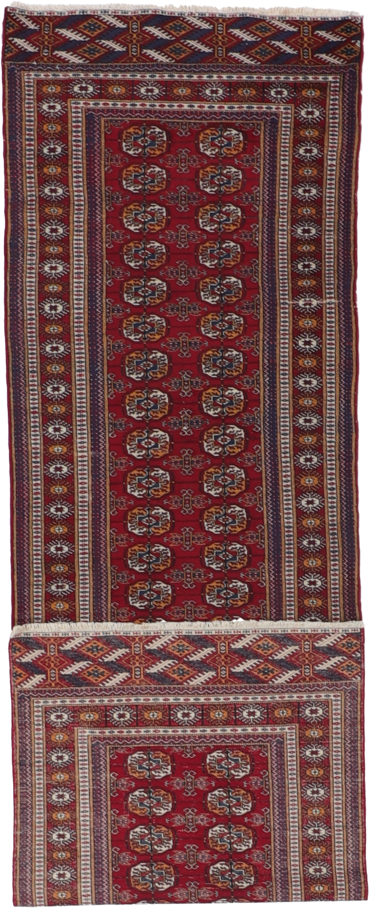 W 3 L 10.2 Tekeh Runner 100% Wool Hand-Woven Geometric Design - 7804