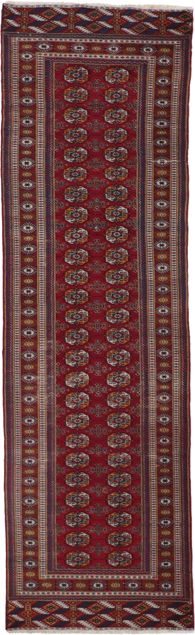 W 3 L 10.2 Tekeh Runner 100% Wool Hand-Woven Geometric Design - 7804
