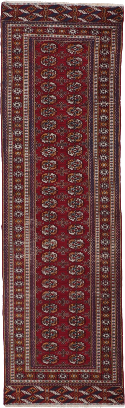 W 3 L 10.2 Tekeh Runner 100% Wool Hand-Woven Geometric Design - 7804