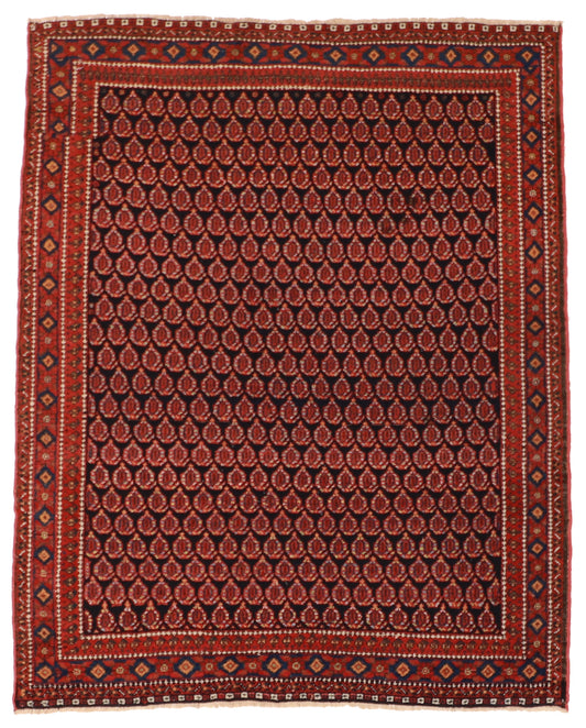 W 4.5 L 5.5 Afshar Antique 100% Wool Hand-Woven All-Over Design - 7857