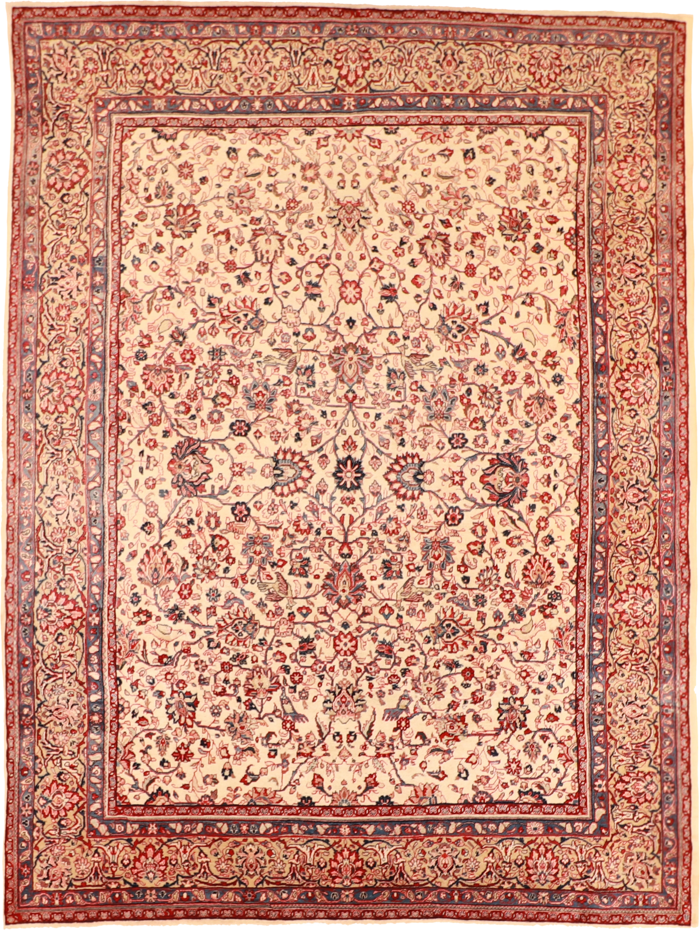 W 8.9 L 11.7 Sarouk 100% Wool Hand-Woven All-Over Design - 7900