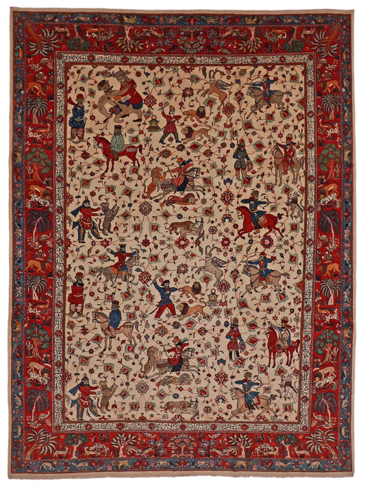 W 9 - L 12 - Sarouk Fine/Wool All Over Rectangle - Finest Hand-Knotted Quality Wool - 7941