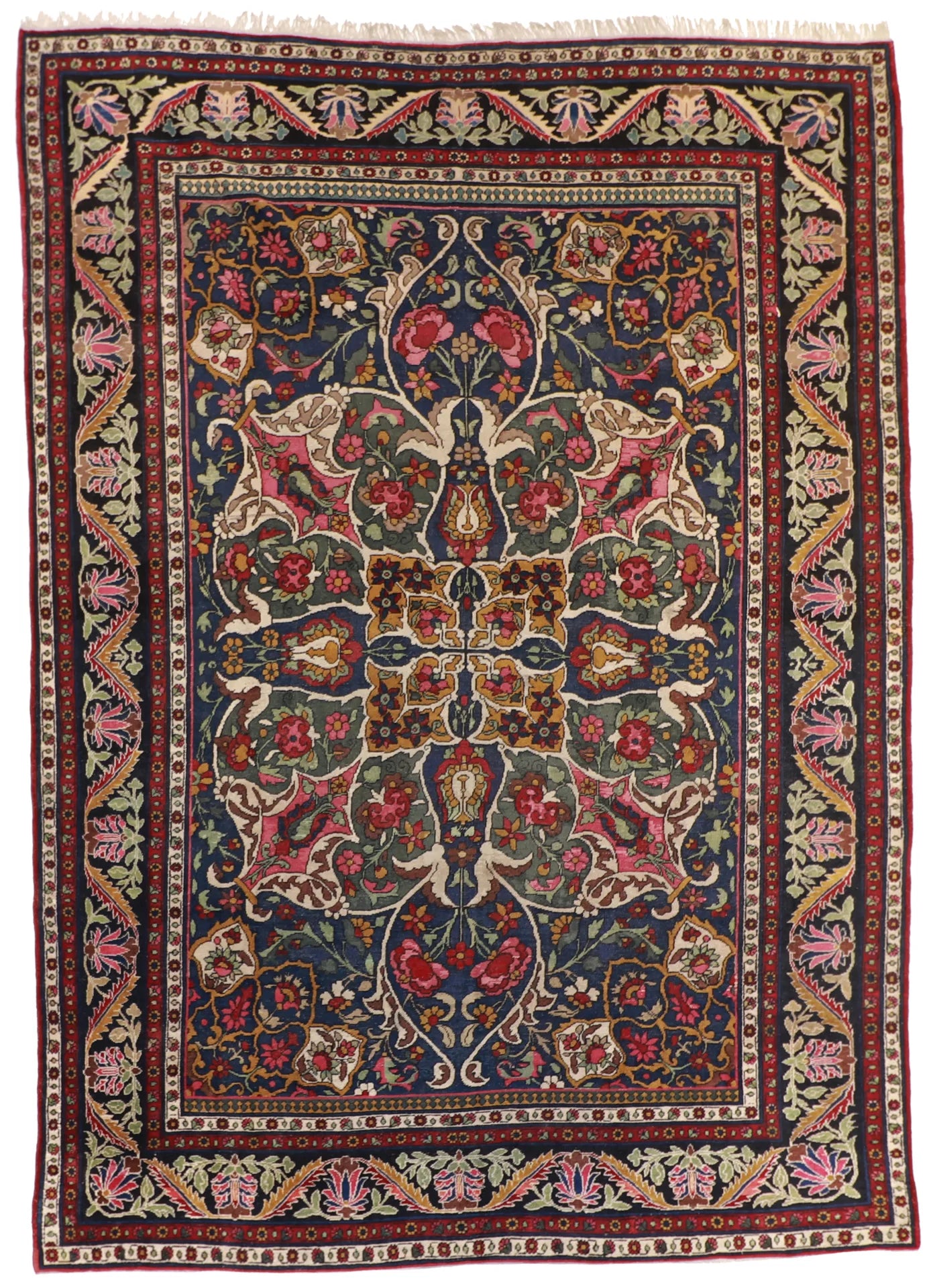 W 9.8 - L 13.4 - Bakhtiarie Wool Traditional Rectangle - Finest Hand-Knotted Quality Wool - 8037