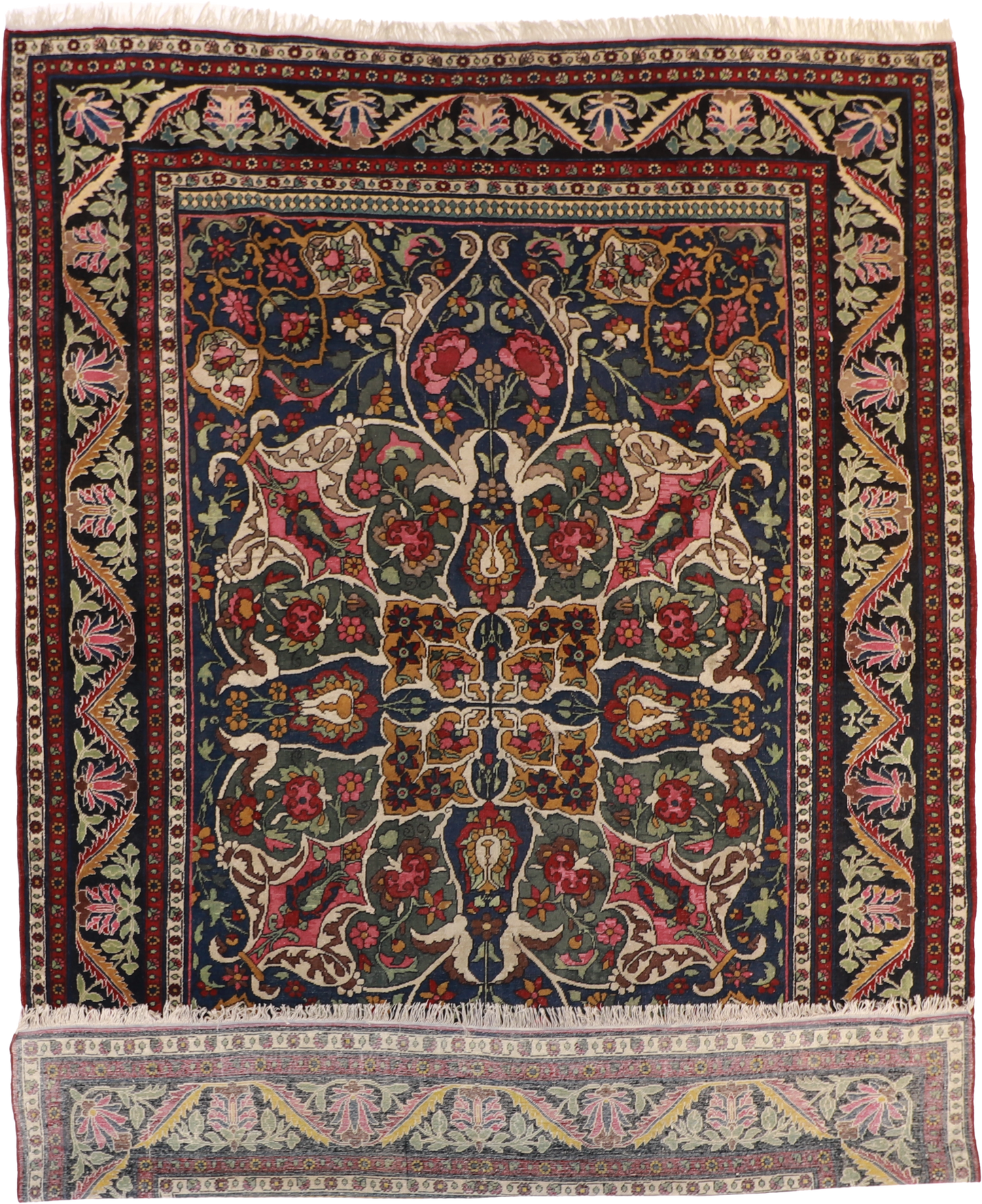 W 9.8 L 13.4 Bakhtiarie 100% Wool Hand-Woven All-Over Design - 8037