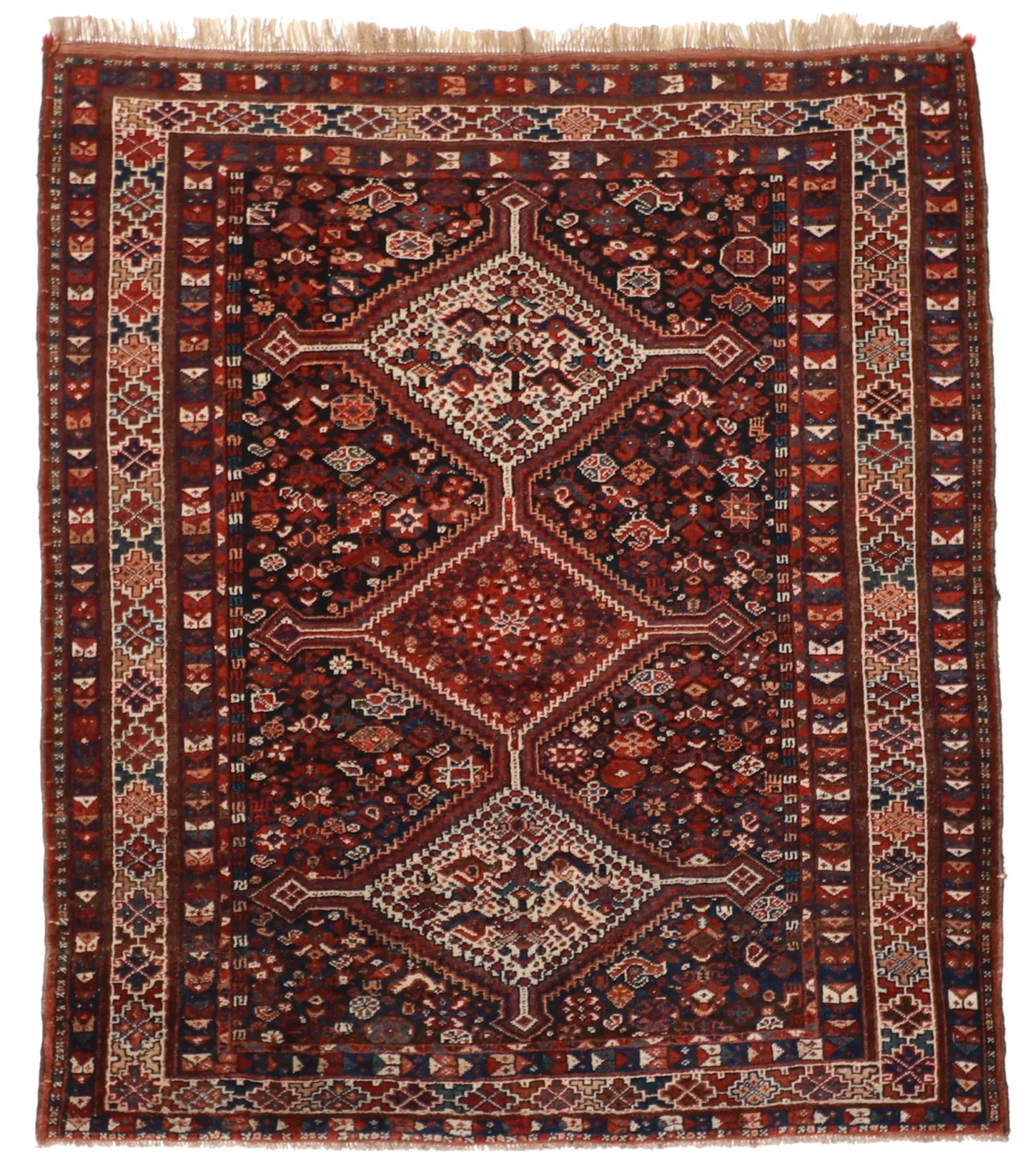 W 5 L 6 Gashgaie Antique 100% Wool Hand-Woven All-Over Design - 8040