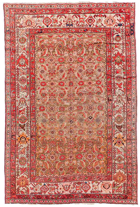 W 6.7 L 9.9 Hamadan 100% Wool Handmade Geometric Design - 8068