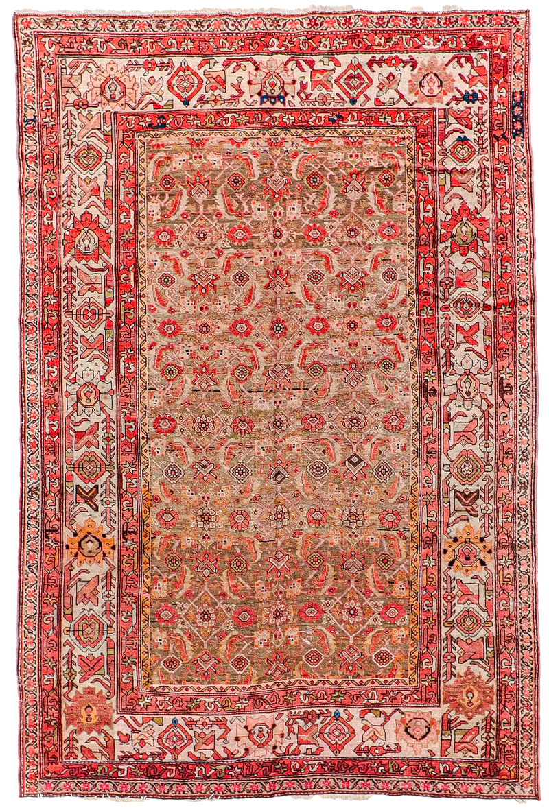 W 6.7 L 9.9 Hamadan 100% Wool Handmade Geometric Design - 8068