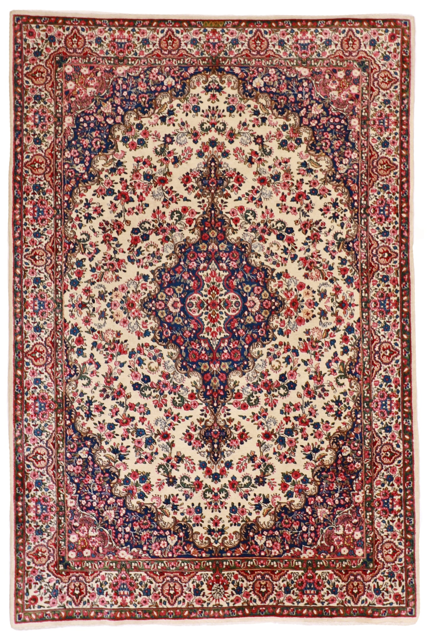 W 6.6 L 9.8 Kerman 100% Wool Handmade All Over Design - 8298