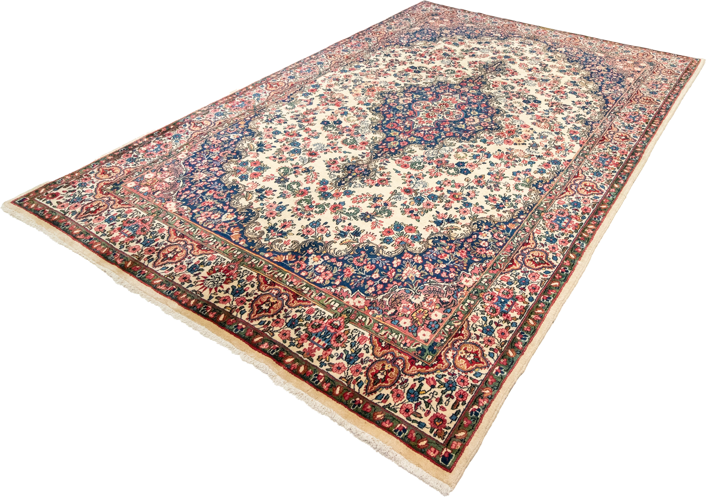 W 6.6 L 9.8 Kerman 100% Wool Hand-Woven All-Over Design - 8298