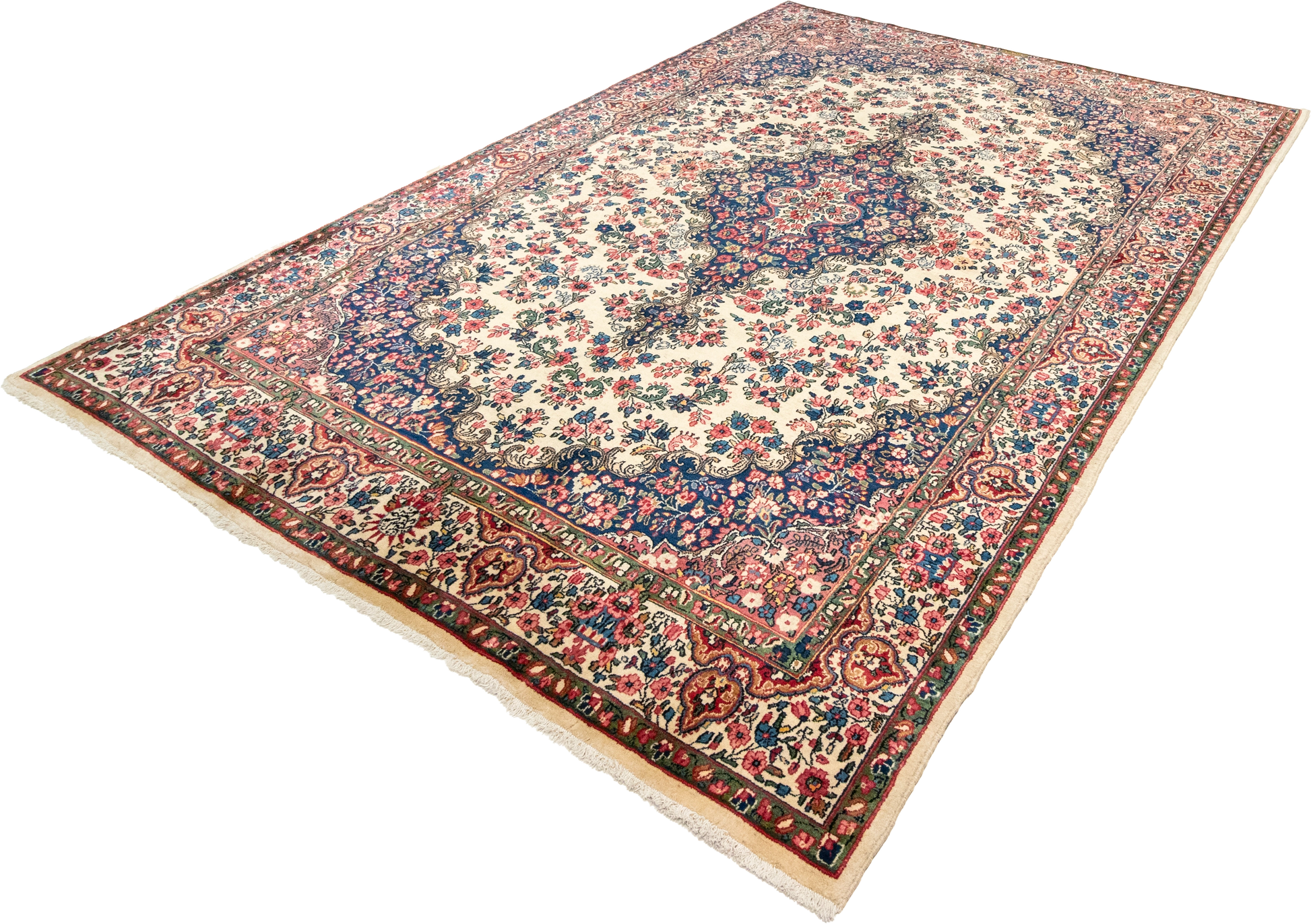 W 6.6 L 9.8 Kerman 100% Wool Hand-Woven All-Over Design - 8298