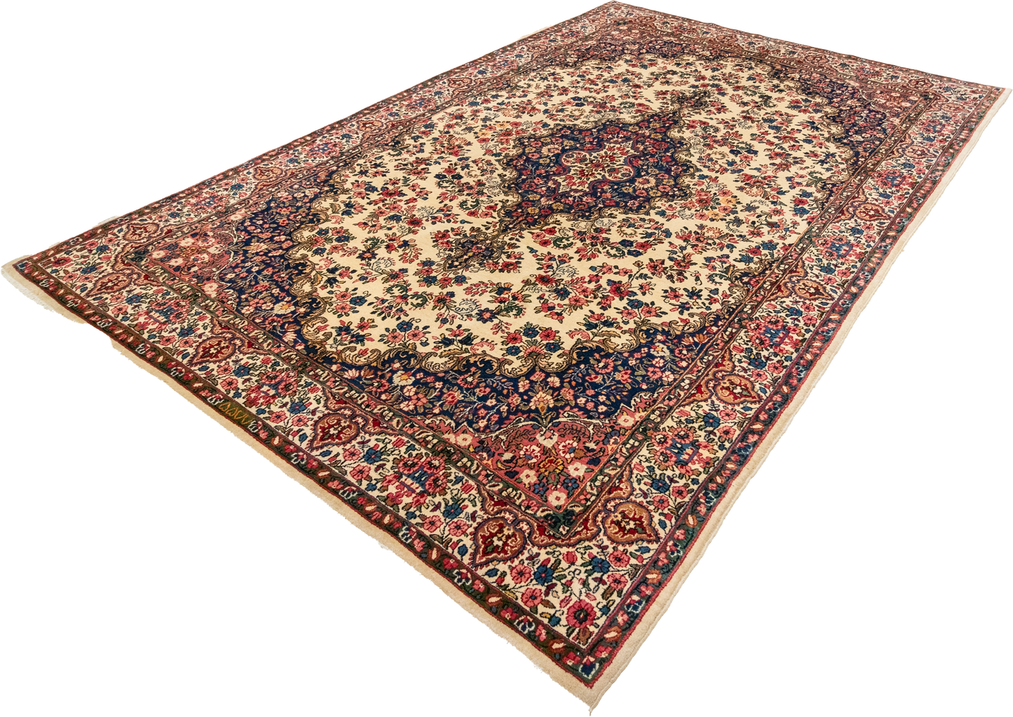 W 6.6 L 9.8 Kerman 100% Wool Hand-Woven All-Over Design - 8298