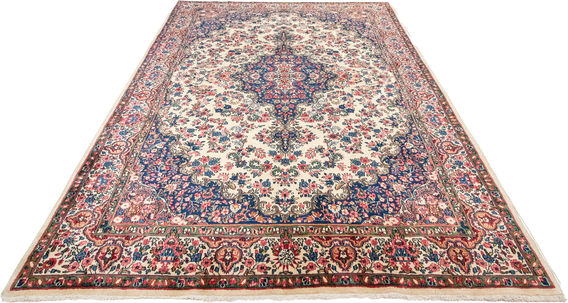 W 6.6 L 9.8 Kerman 100% Wool Hand-Woven All-Over Design - 8298