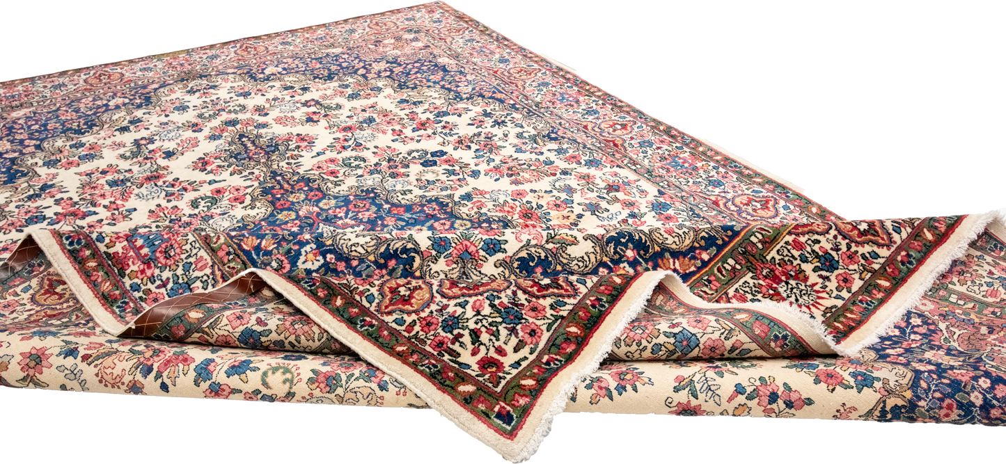 W 6.6 L 9.8 Kerman 100% Wool Hand-Woven All-Over Design - 8298