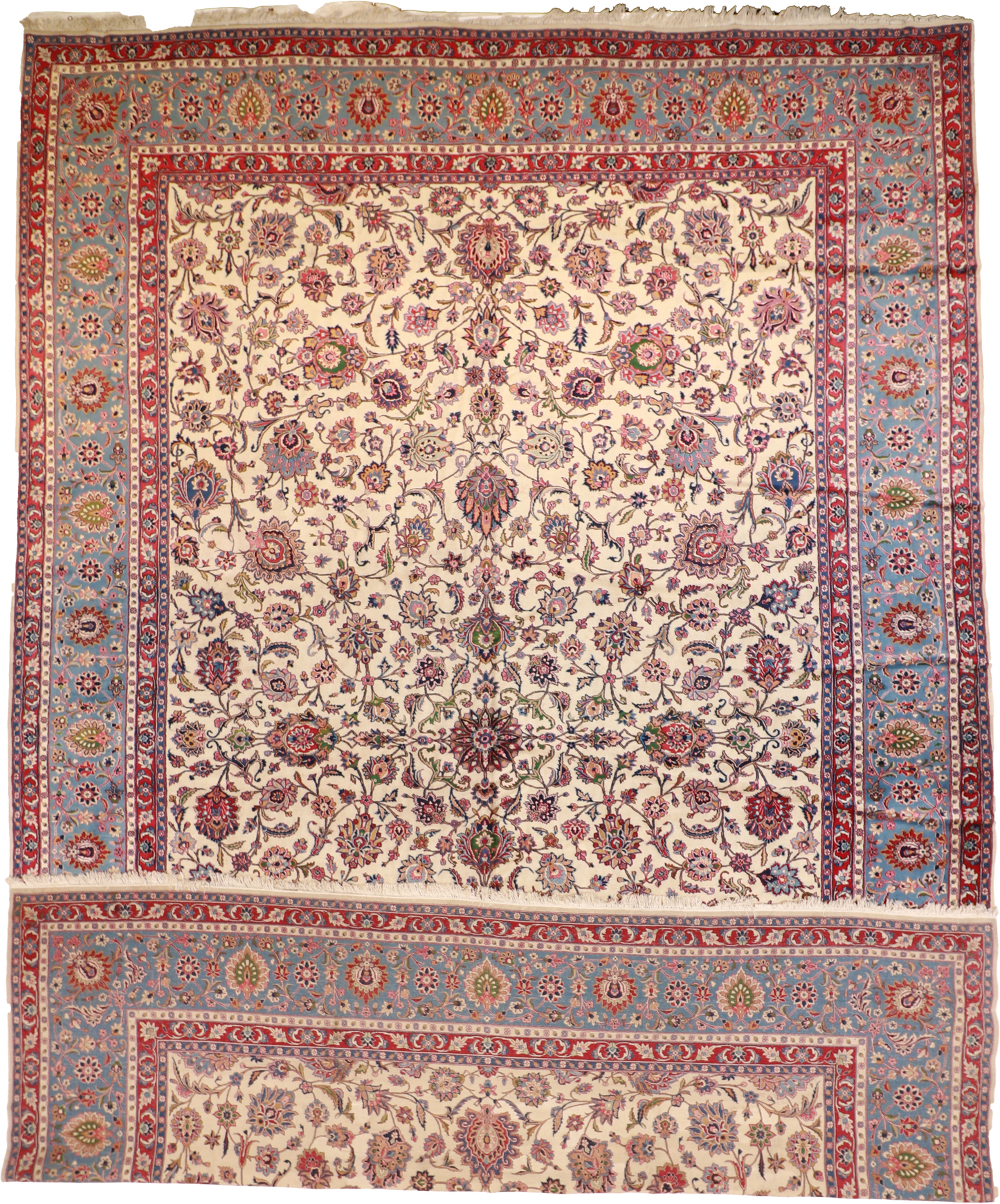 W 13.3 L 19.8 Kerman 100% Silk Hand-Woven Floral Design - 8530