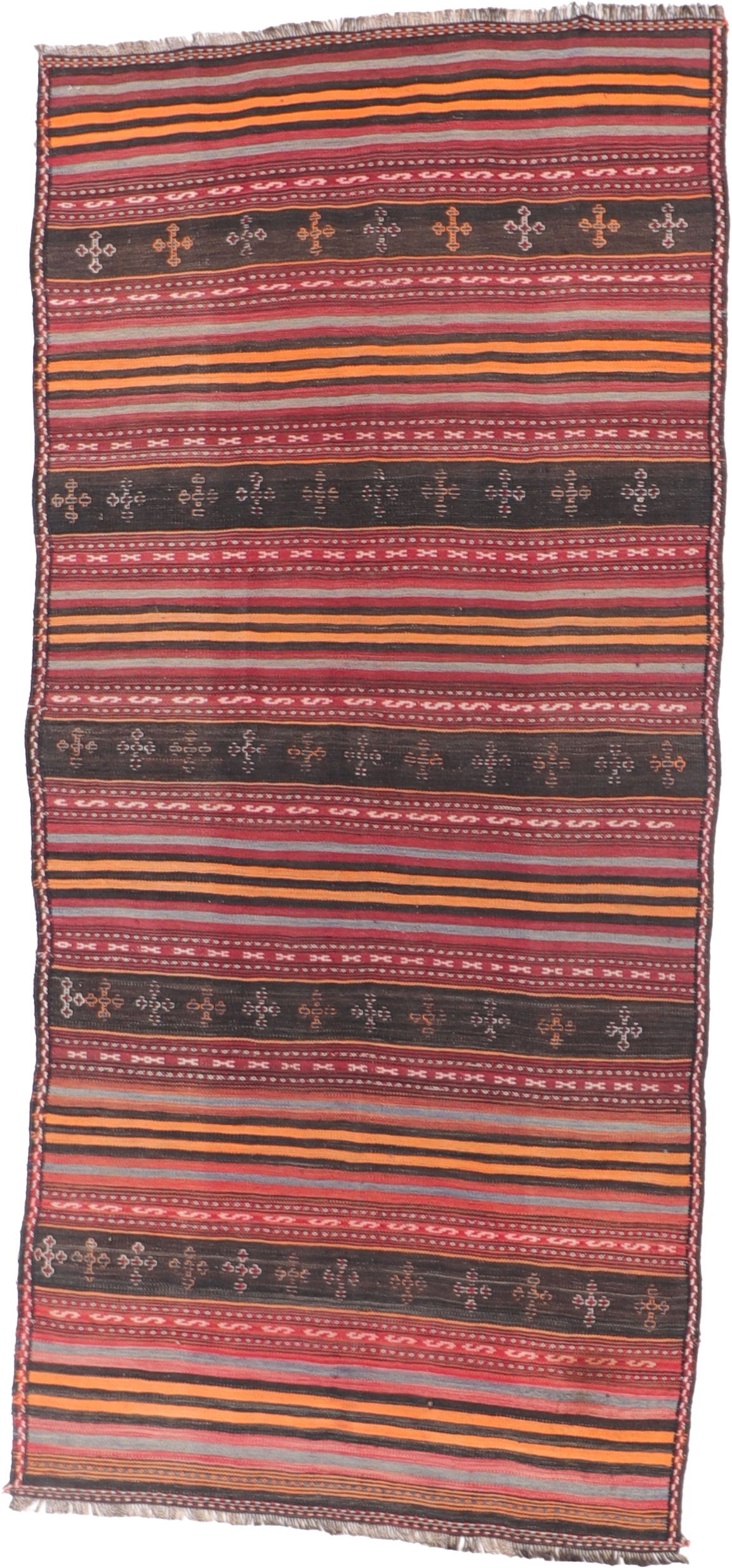 W 4.7 L 10.2 Kilim Runner 100% Wool Hand-Woven All-Over Design - 8567