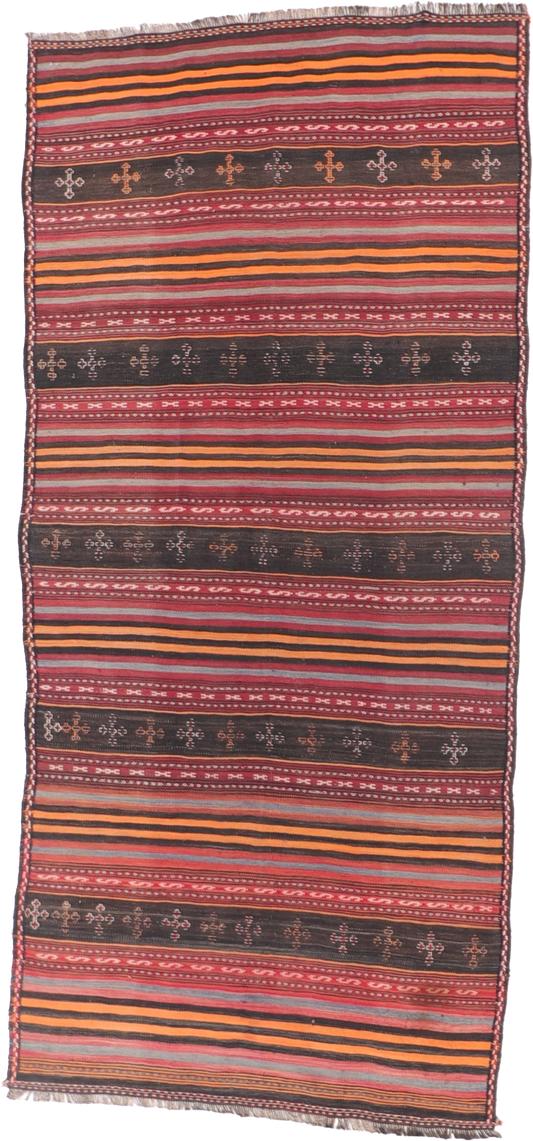 W 4.7 L 10.2 Kilim Runner 100% Wool Hand-Woven All-Over Design - 8567