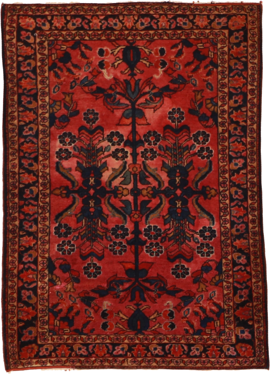 W 3.5 L 4.10 Lillian Antique 100% Wool Hand-Woven All-Over Design - 8617