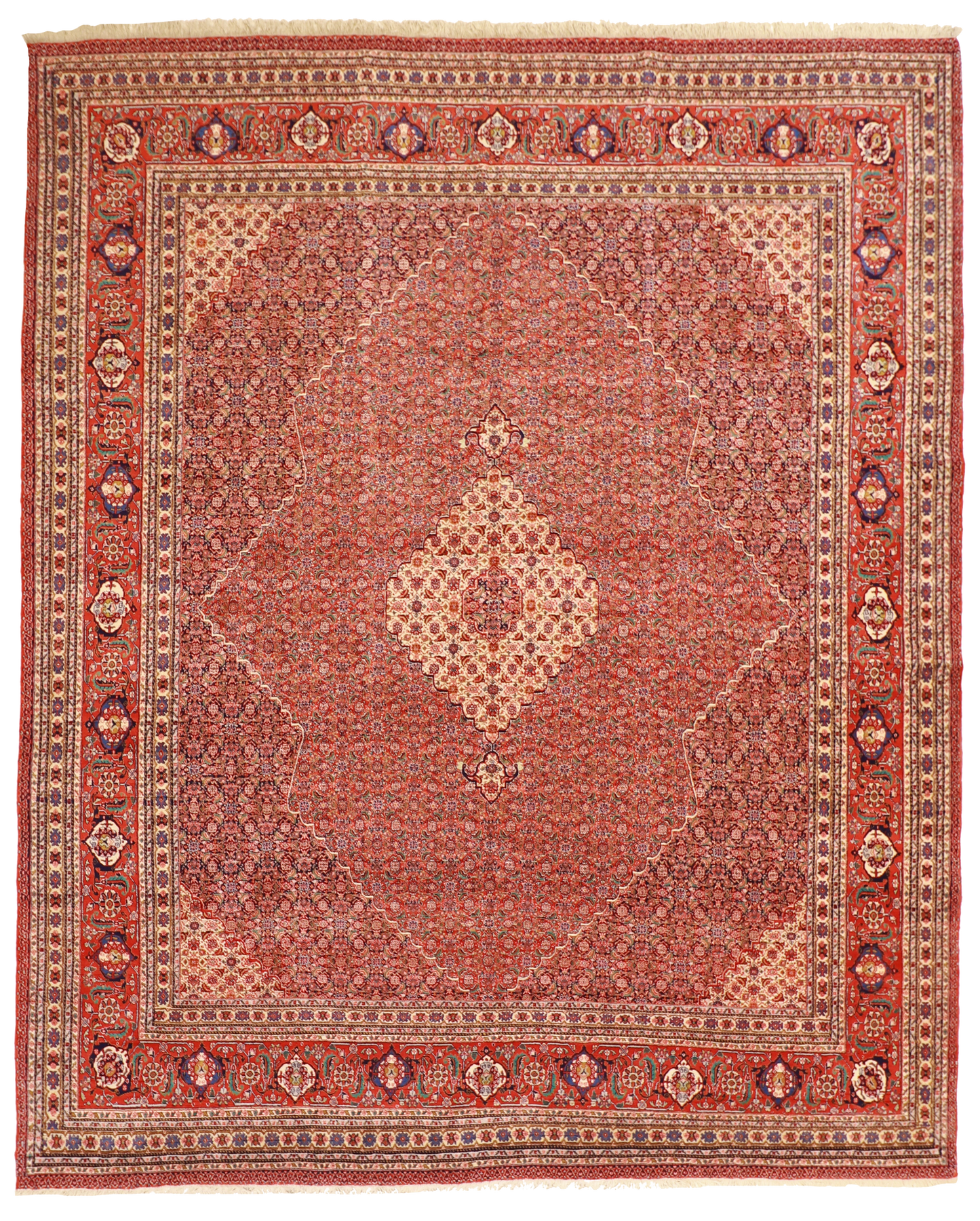 W 10.4 L 12.7 Bijar 100% Wool Hand-Woven Geometric Design - 8716