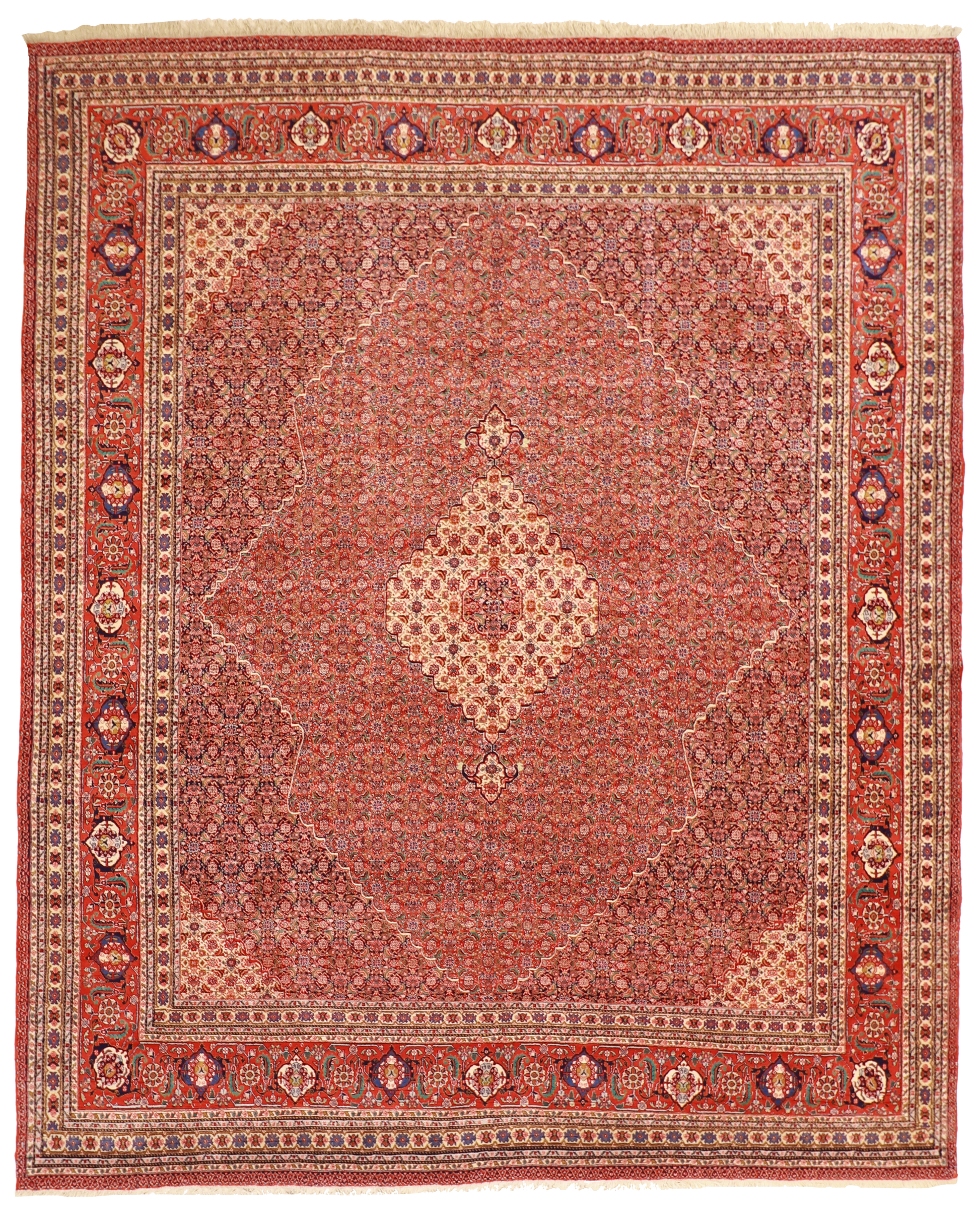 W 10.4 L 12.7 Bijar 100% Wool Hand-Woven Geometric Design - 8716