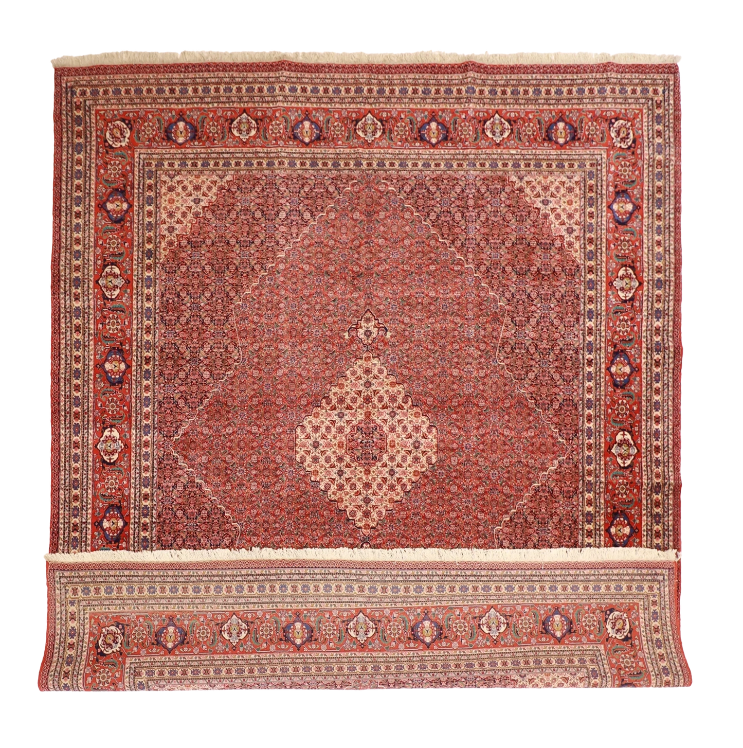 W 10.4 L 12.7 Bijar 100% Wool Hand-Woven Geometric Design - 8716