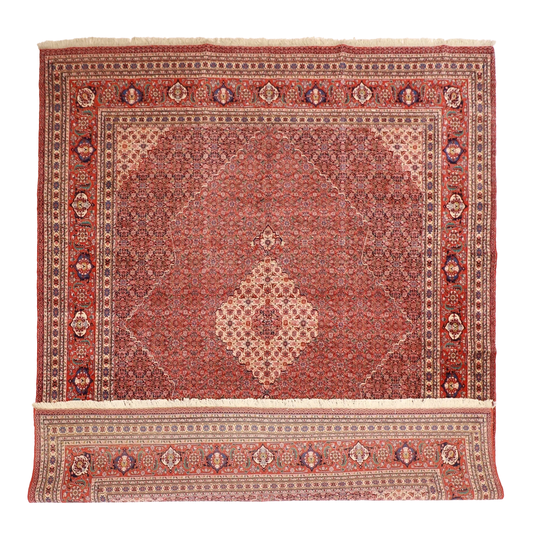 W 10.4 L 12.7 Bijar 100% Wool Hand-Woven Geometric Design - 8716