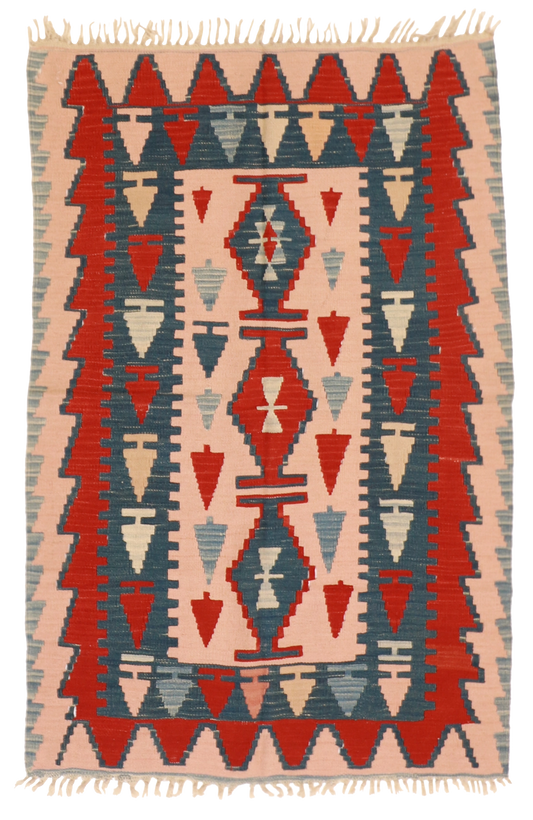 W 4 L 6 Kilim 100% Wool Hand-Woven - 8780