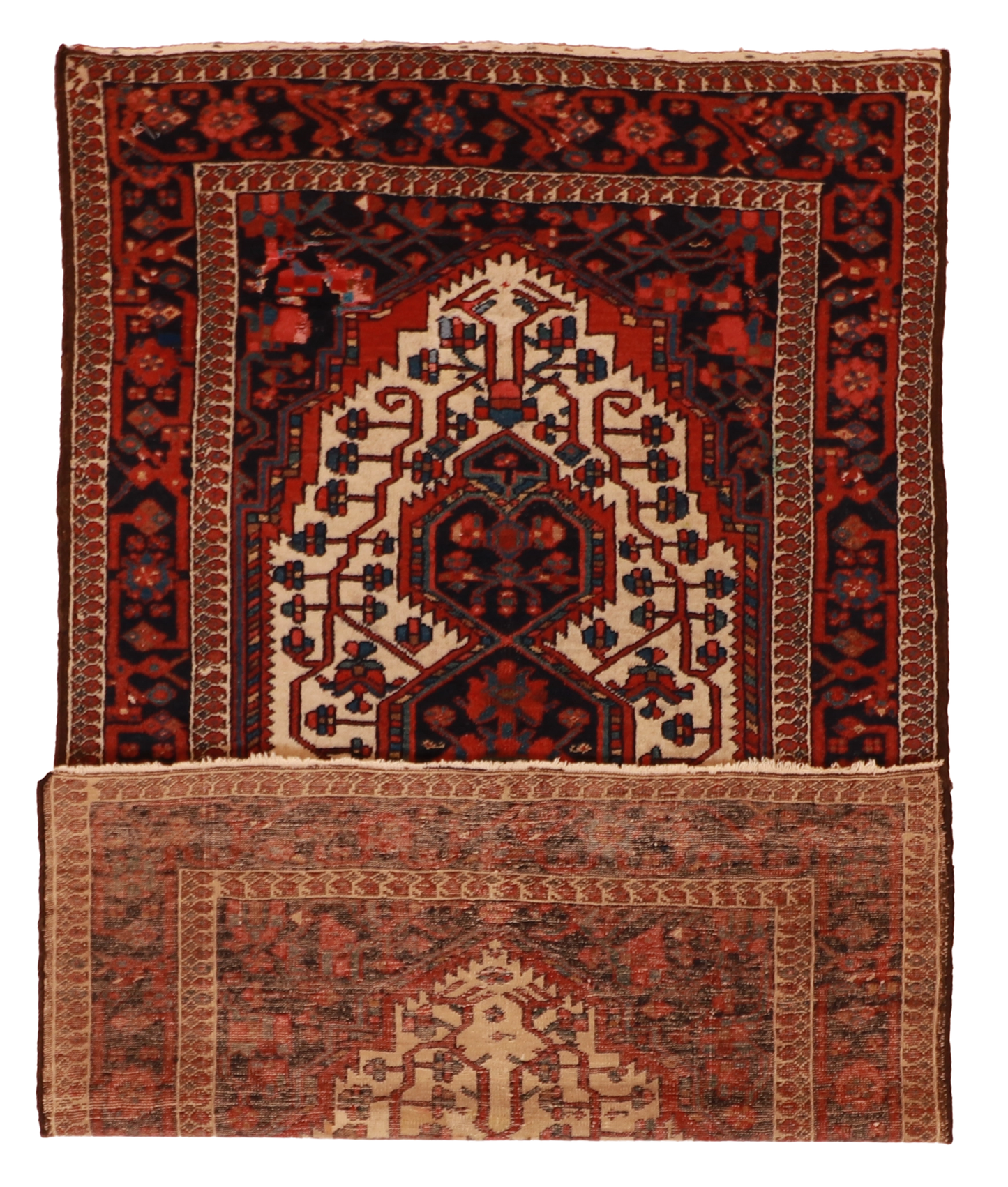 W 4.3 L 7.1 Hamadan S. Antique 100% Wool Hand-Woven All-Over Design - 8797