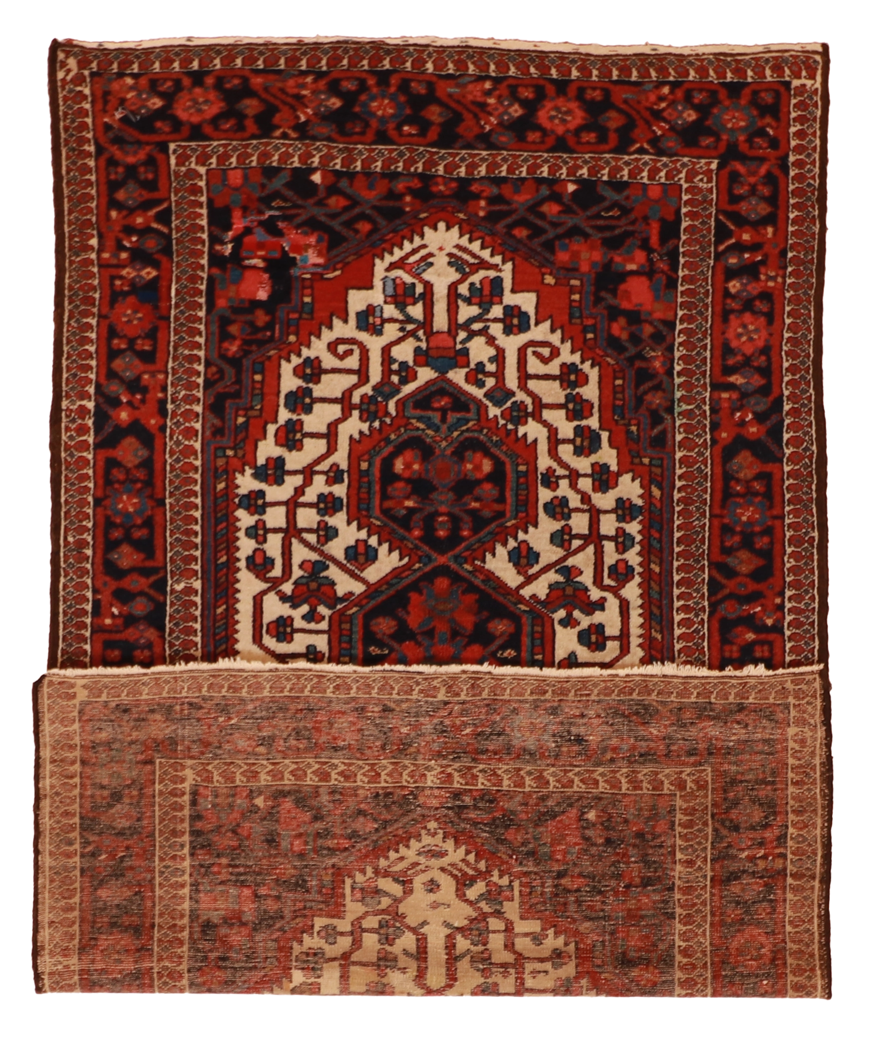 W 4.3 L 7.1 Hamadan S. Antique 100% Wool Hand-Woven All-Over Design - 8797