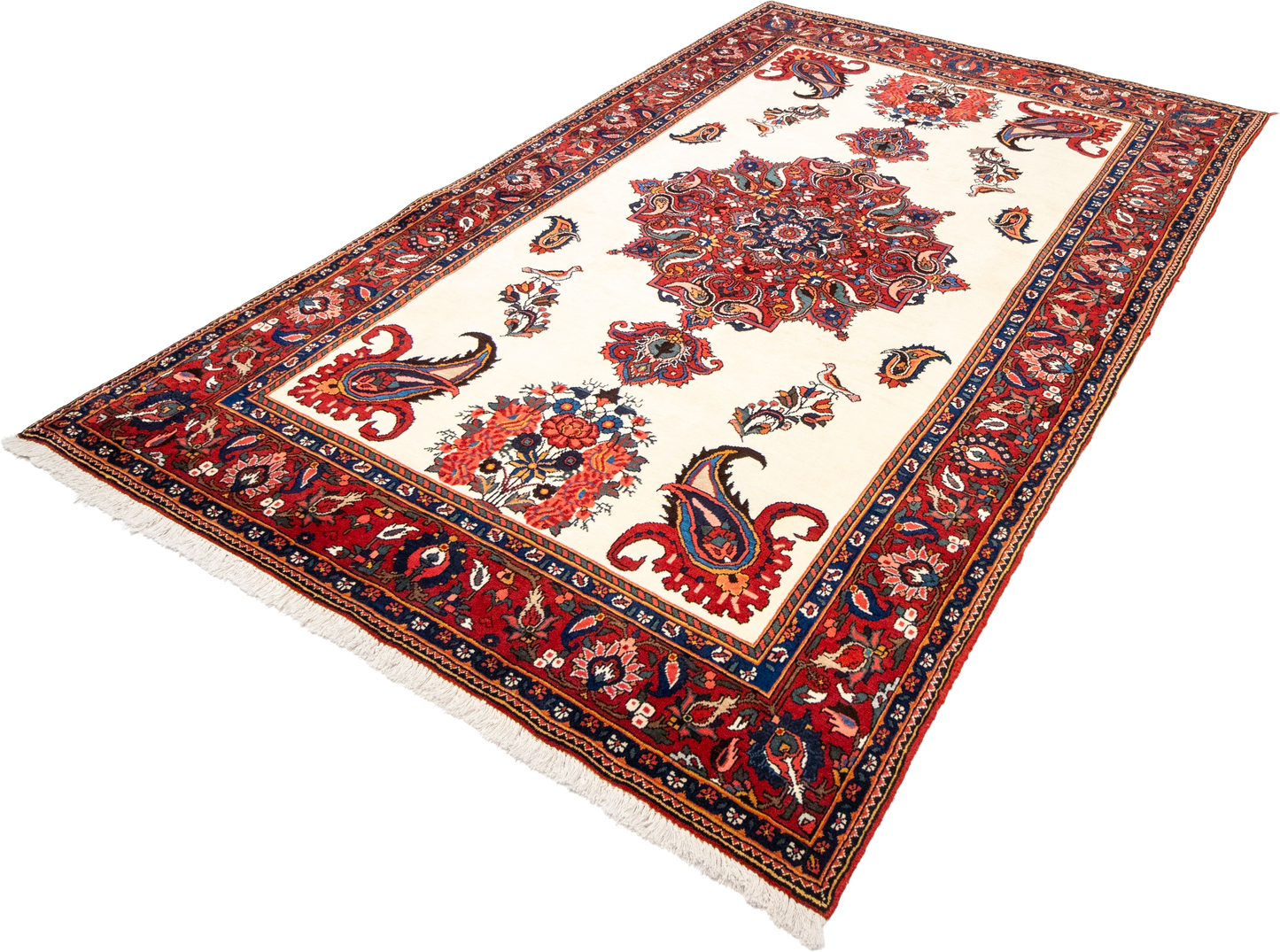 W 5.6 L 8.4 Bakhtiarie 100% Wool Hand-Woven All-Over Medalion Design - 8880
