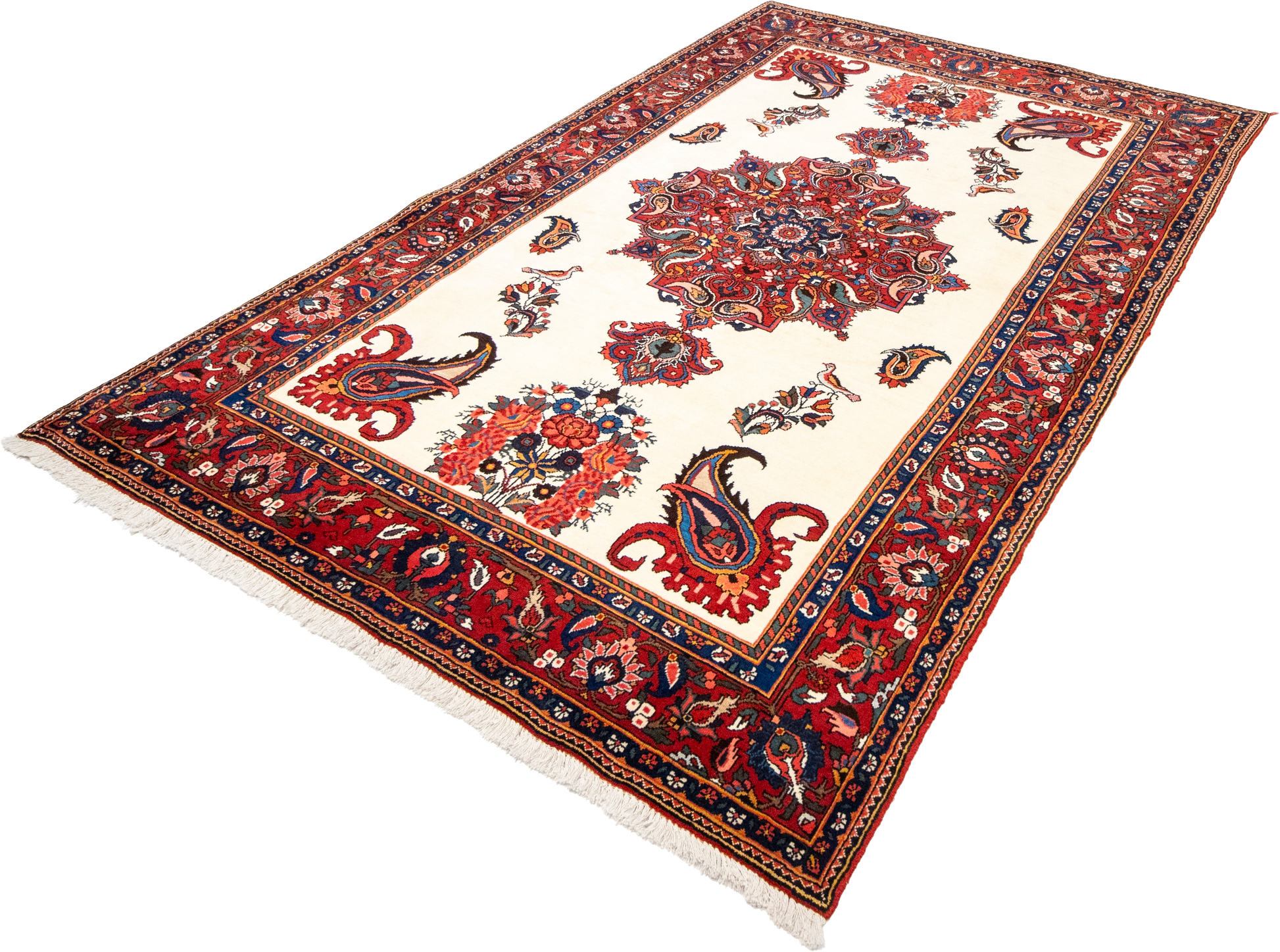 W 5.6 L 8.4 Bakhtiarie 100% Wool Hand-Woven All-Over Medalion Design - 8880