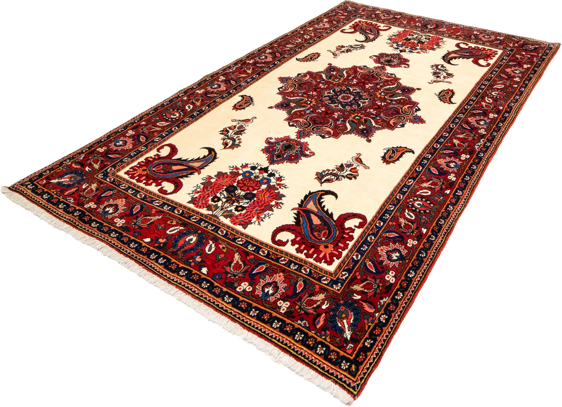 W 5.6 L 8.4 Bakhtiarie 100% Wool Hand-Woven All-Over Medalion Design - 8880