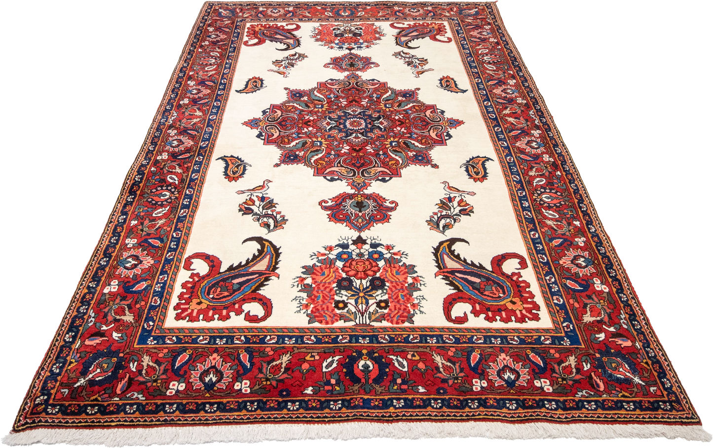 W 5.6 L 8.4 Bakhtiarie 100% Wool Hand-Woven All-Over Medalion Design - 8880