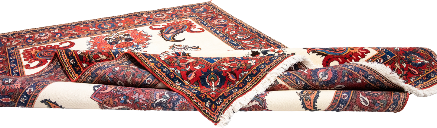 W 5.6 L 8.4 Bakhtiarie 100% Wool Hand-Woven All-Over Medalion Design - 8880