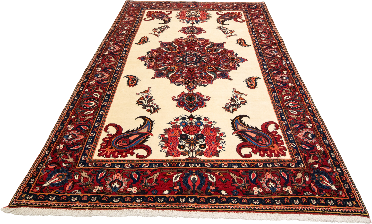 W 5.6 L 8.4 Bakhtiarie 100% Wool Hand-Woven All-Over Medalion Design - 8880