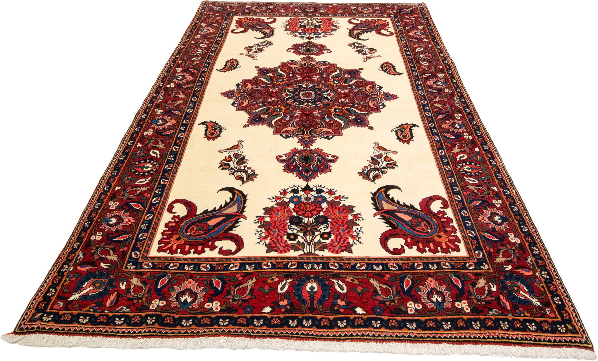 W 5.6 L 8.4 Bakhtiarie 100% Wool Hand-Woven All-Over Medalion Design - 8880