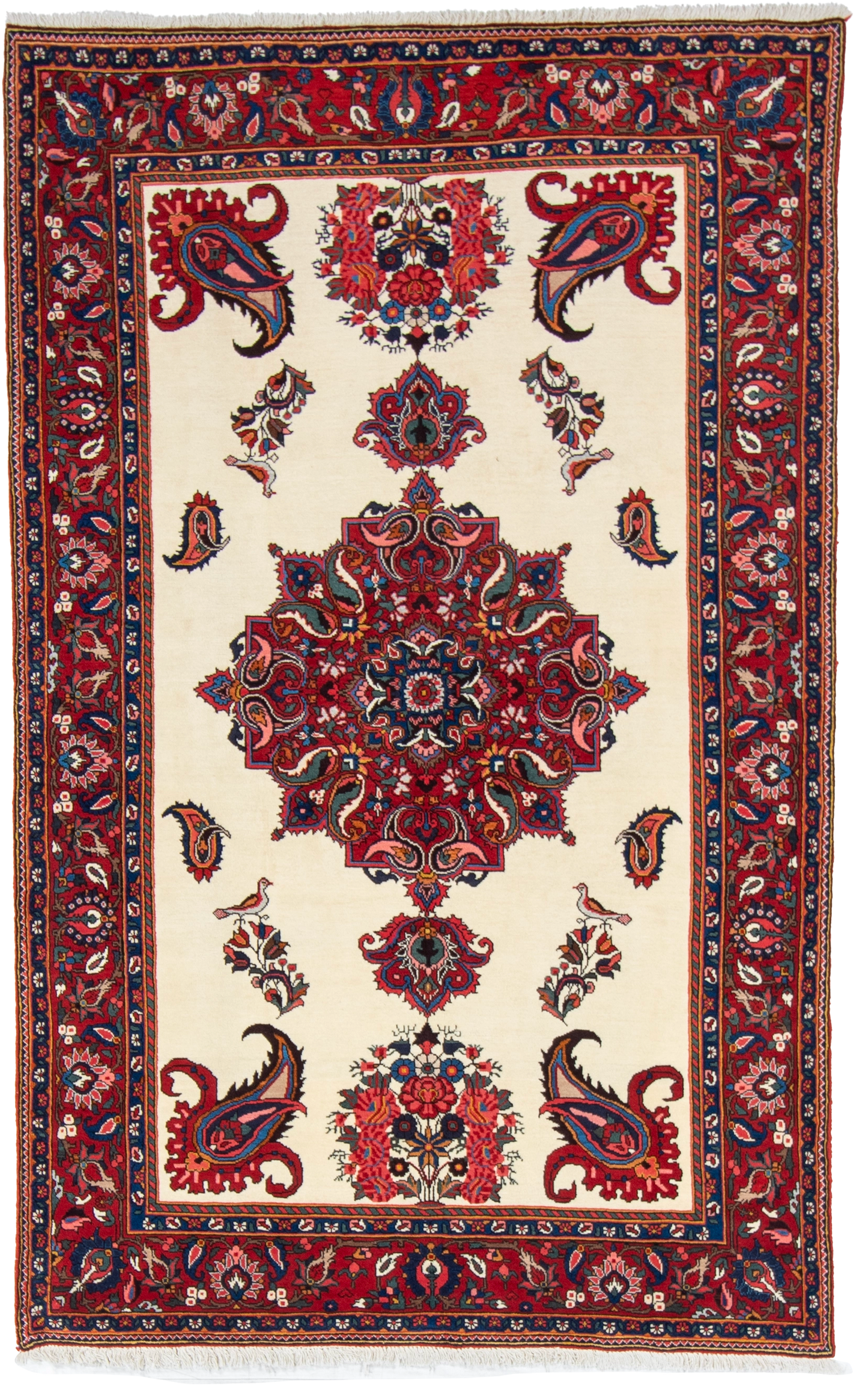 W 5.6 L 8.4 Bakhtiarie 100% Wool Hand-Woven All-Over Medalion Design - 8880