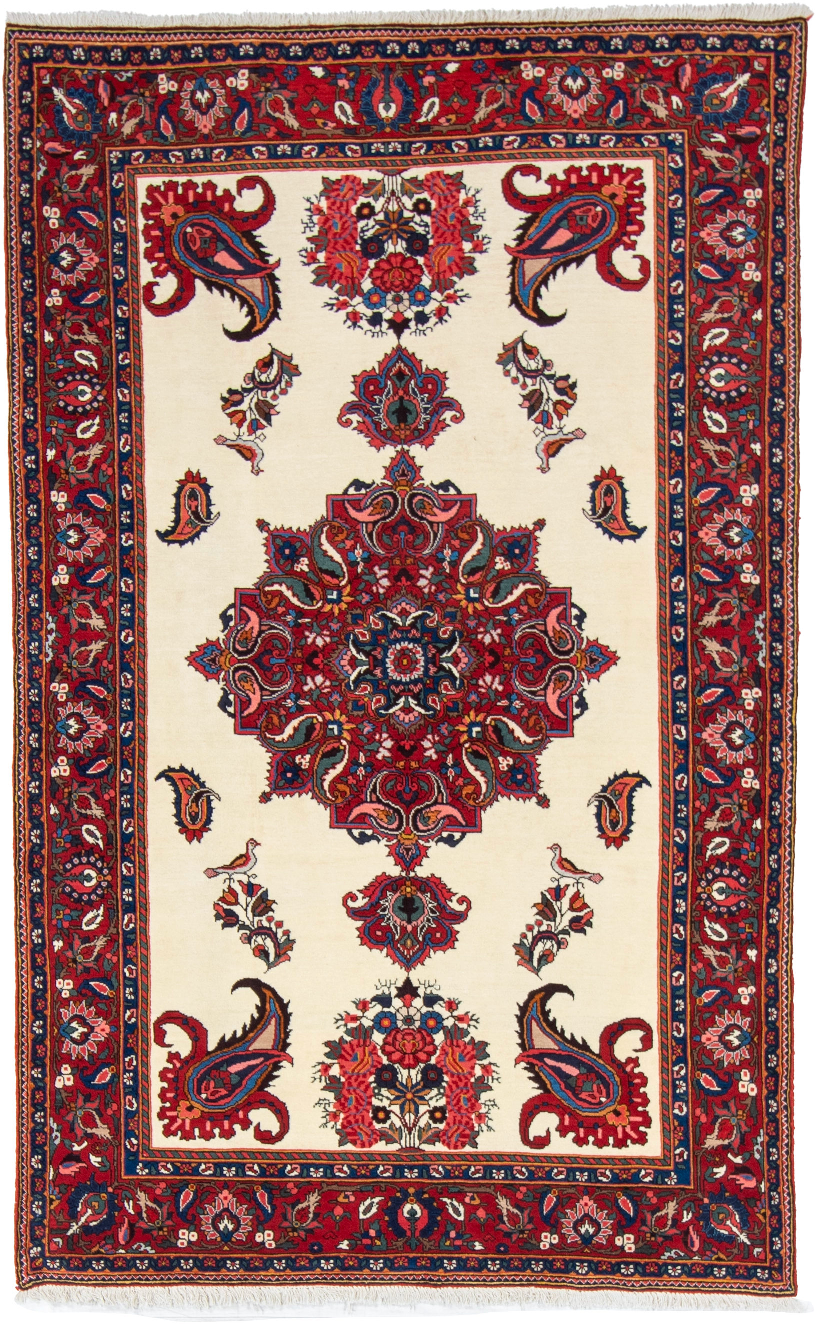 W 5.6 L 8.4 Bakhtiarie 100% Wool Hand-Woven All-Over Medalion Design - 8880