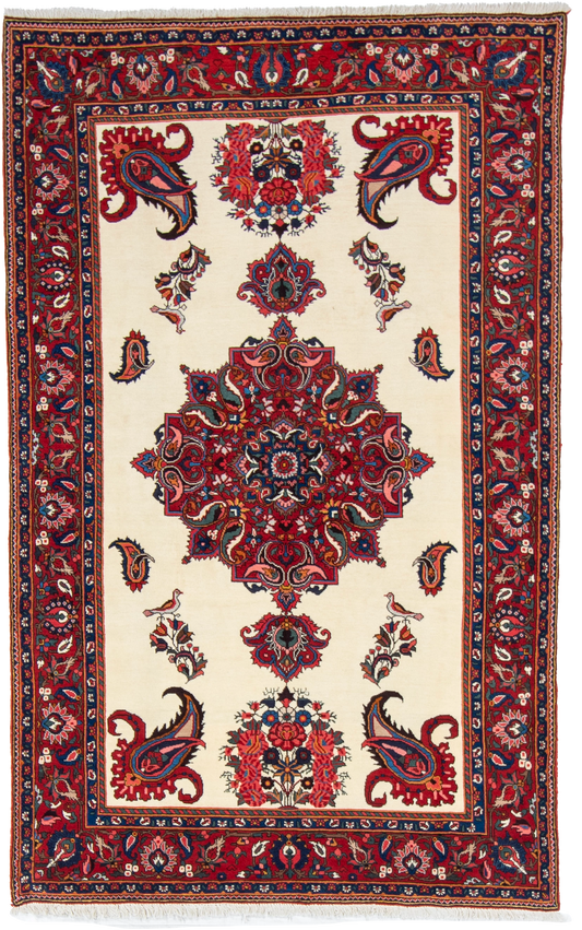 W 5.6 L 8.4 Bakhtiarie 100% Wool Hand-Woven All-Over Medalion Design - 8880