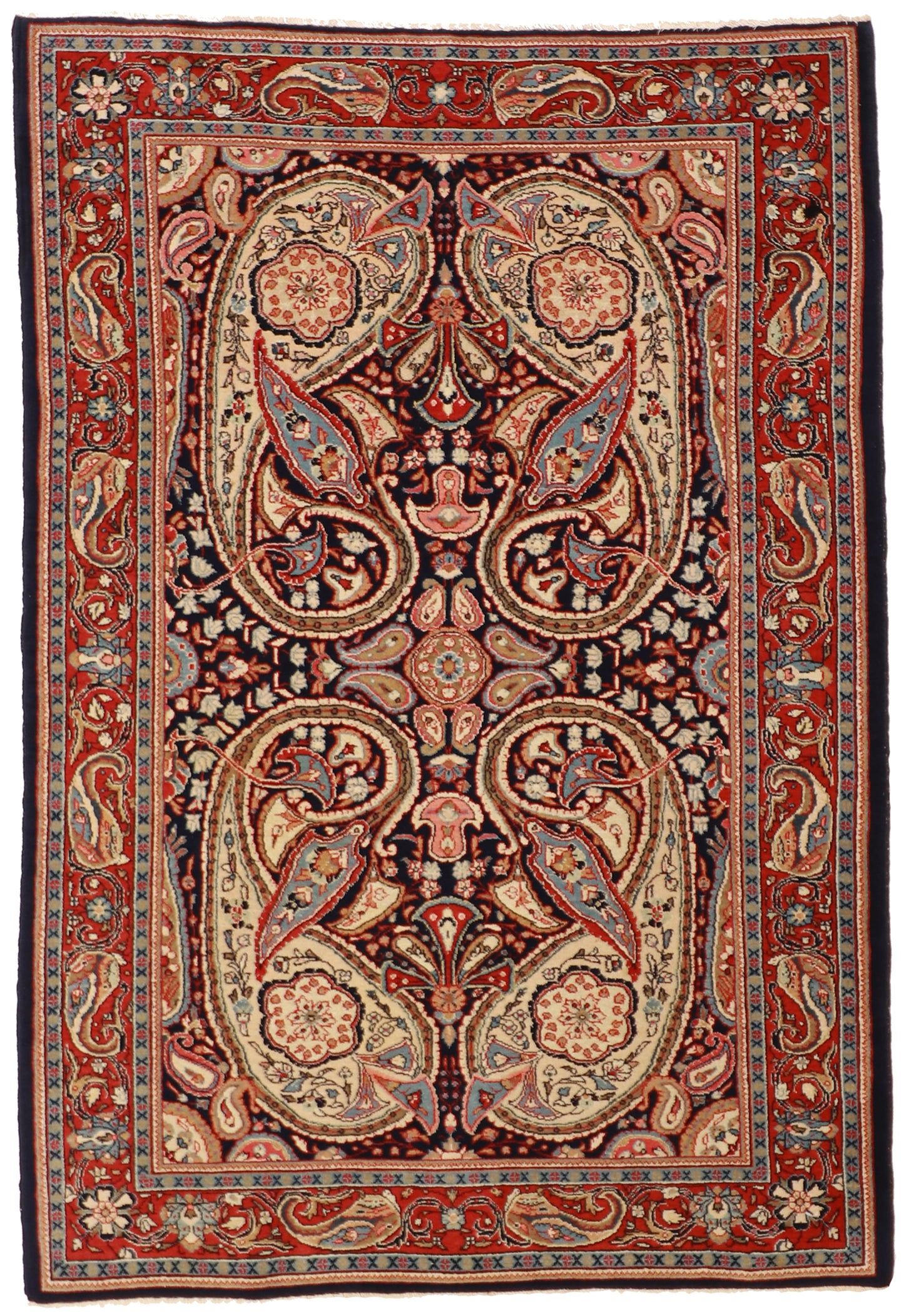 W 4.5 L 6.5 Sarouk S. Antique 100% Wool Hand-Woven All-Over Design - 8907