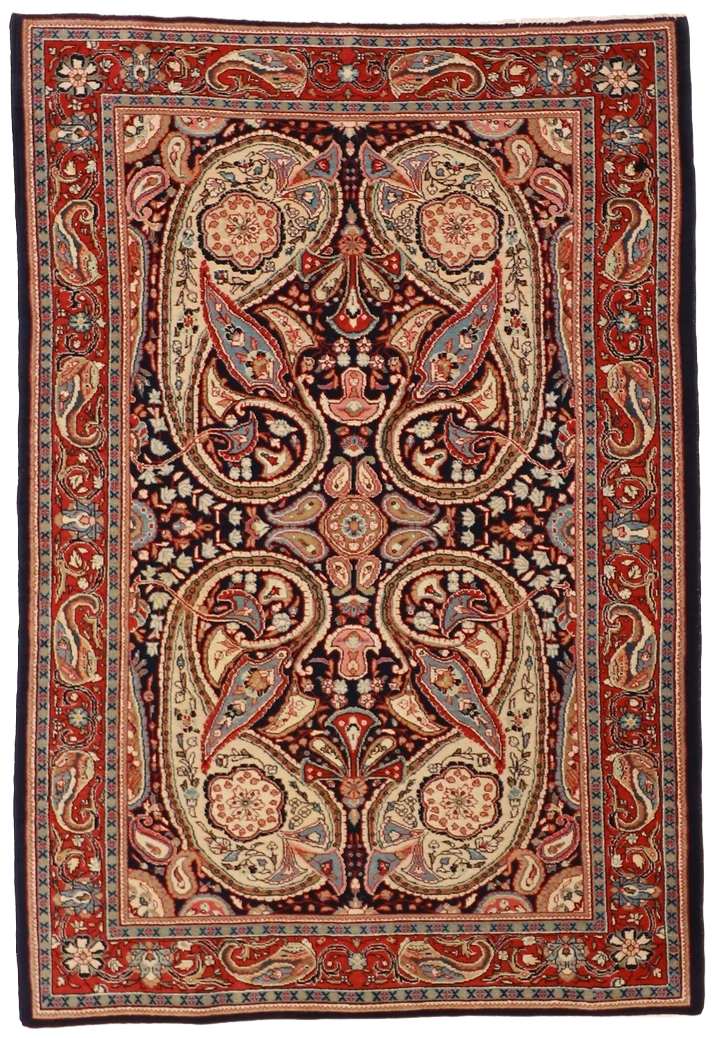 W 4.5 L 6.5 Sarouk S. Antique 100% Wool Hand-Woven All-Over Design - 8907