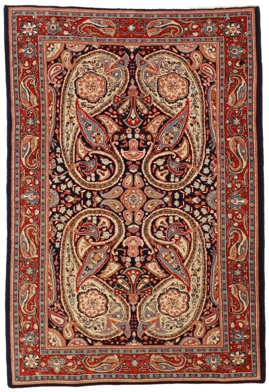 W 4.5 L 6.5 Sarouk S. Antique 100% Wool Hand-Woven All-Over Design - 8907