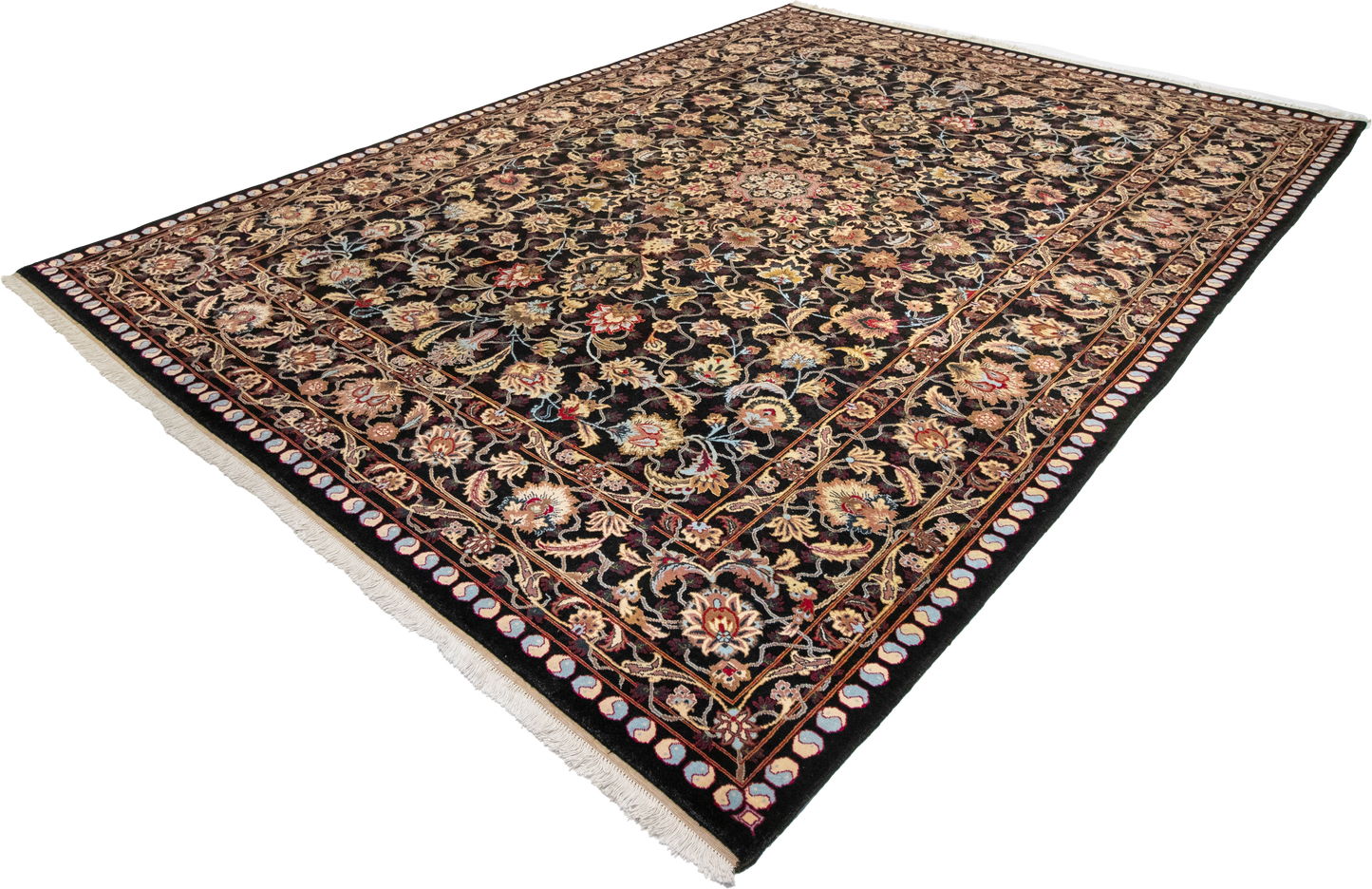 W 8.2 L 11.3 Mashad 100% Wool Hand-Woven All-Over Design - 9013