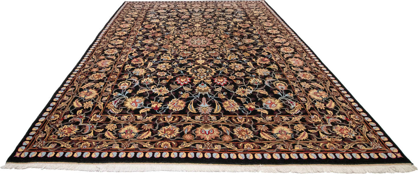 W 8.2 L 11.3 Mashad 100% Wool Hand-Woven All-Over Design - 9013