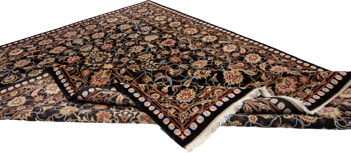 W 8.2 L 11.3 Mashad 100% Wool Hand-Woven All-Over Design - 9013